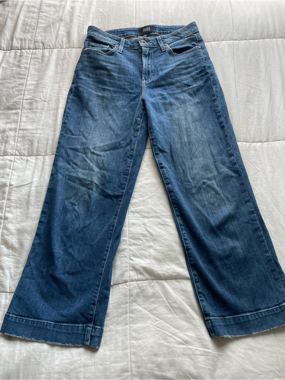 Paige Nellie Wide Leg Cropped Culotte Jeans 26 Effie Blue Casual Classic Chic - Picture 3 of 12